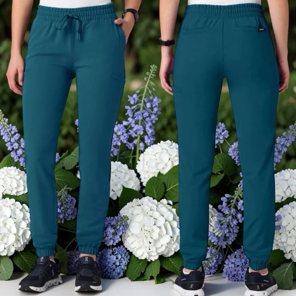 NEW Jaanuu Ultralast Scrub Jogger Pants Caribbean Blue Medical Career Comfort M